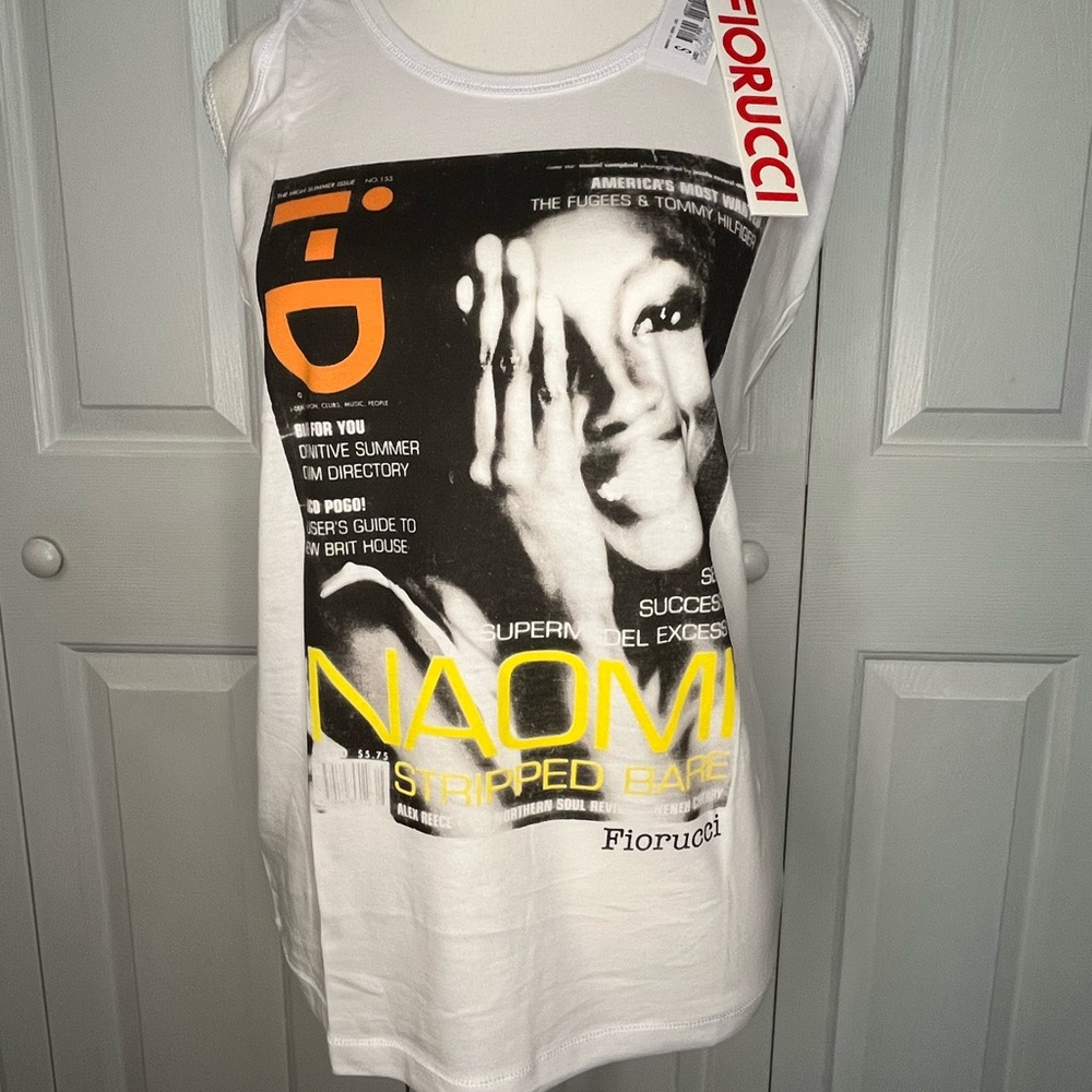 Fiorucci White and Black Graphic Muscle Tee